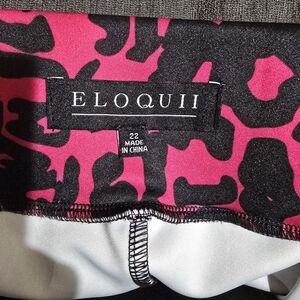 Eloquii Pink and Black Animal Print Skirt